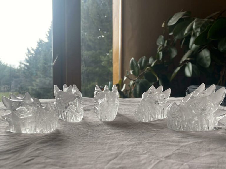 5 Têtes de Dragons de cristal de roche Himalaya