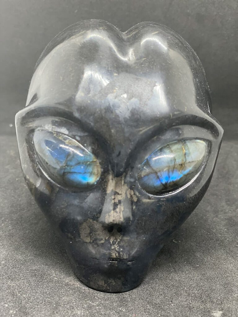 Extraterrestrial skull in black iron