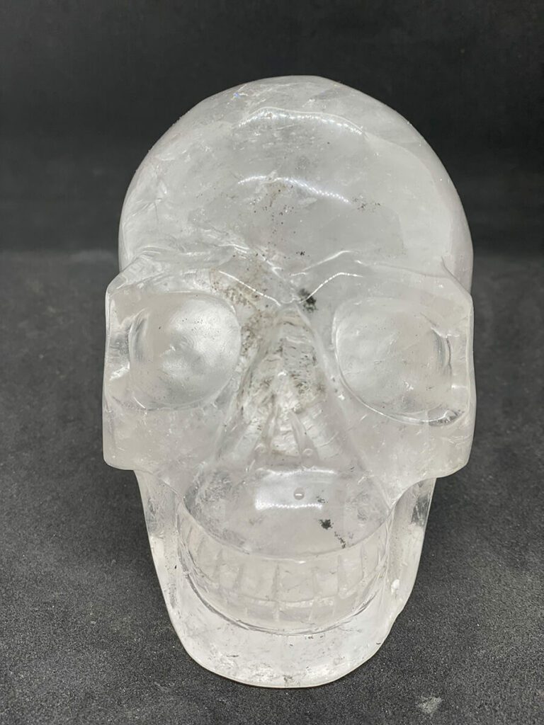 Rock crystal skull with rainbow