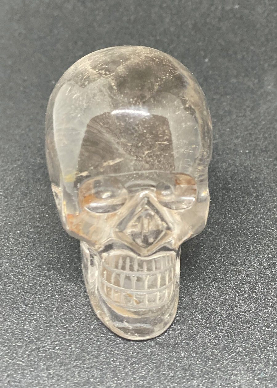 Smoky quartz skull with quartz healer